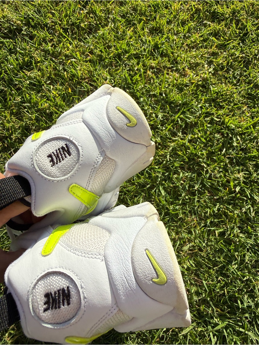 Nike White Sneakers with Neon Green Insole and Black Trim - Picture 4 of 15